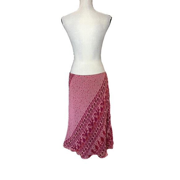 INC International Concepts Pink Silk Paisley Floral Heart Pattern Midi Skirt 14 - Picture 5 of 8